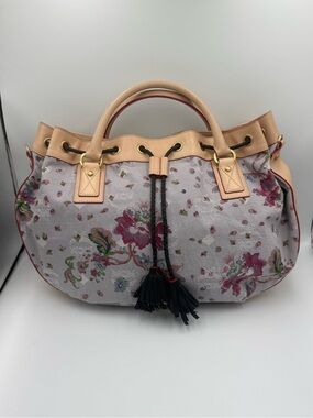 MCM Floral Canvas and Leather Drawstring Tote with Dust Bag